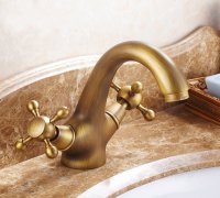 Antik Pirinç Banyo Bataryası Çift Kol