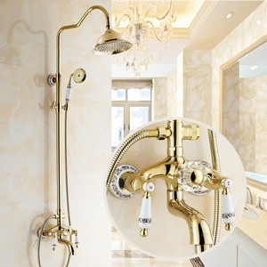Altın Kaplama Fıskiyeli Banyo Takımı