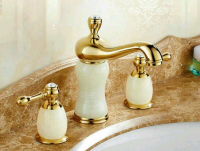 Onyx Mermer Altın Kaplama Üçlü Lavabo Armatürü