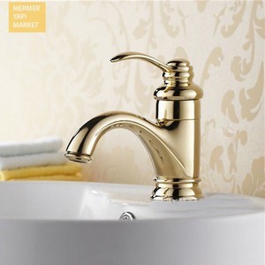Parlak Pirinç Altın Musluk Banyo Bataryası